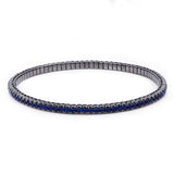 Armband 18 kt WG, Flex-Band, variabel, schw. rho, 87 Saphire 2,99 ct blau