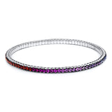 Armband 18 kt WG, Flex-Band,variabel, rhodiniert, 87 Saphire 3,18 ct multicolor
