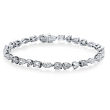 Armband 18 kt WG, 6 Herzschl. 1,95 ct, F-vvs, 6 Nav. 1,84 ct, F-vvs, 5 Oval 1,52 ct, F-vvs, 5 Tropfen 1,56 ct, F-vvs, 6 Sm.schliff 1,87 ct, F-vvs