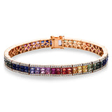 Armband 18 kt RG, 284 Brill. 1,32 ct, TW-si, 114 Saphire 10,71 ct fancy