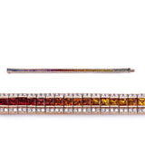 Armband 18 kt RG, 256 Brill. 1,99 ct, TW-si, 58 Saphire 7,70 ct fancy, 6 Rubine 0,69 ct rot