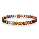 Armband 18 kt RG, 8 Saphire 4,92 ct pink, 31 Saphire 20,91 ct multicolor
