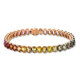 Armband 18 kt RG, 15 Saphire 9,15 ct pink, 27 Saphire 17,57 ct multicolor