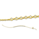 Armband 14 kt GG, mit ZÖ 16 cm + 17 cm, 15 Brill. 0,21 ct, TW-si