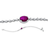 Armband 18 kt WG, 10 Brill. 0,10 ct, TW-pi, 1 Rubin 0,60 ct rot