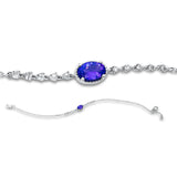 Armband 18 kt WG, 10 Brill. 0,11 ct, TW-pi, 1 Tansanit 0,47 ct blau