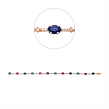 Armband 18 kt RG, 58 Brill. 0,43 ct, TW-si, 4 Rubine 2,29 ct rot, 4 Sm 1,72 ct grün, 4 Sapp 2,59ct blau