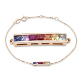 Armband 18 kt RG, mit ZÖ 15 cm + 16.5 cm, 7 Saphire 0,39 ct multicolor