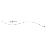Fußkette 18 kt WG, mit ZÖ 17 cm + 16 cm, 5 Brill. 0,08 ct, TW-si