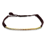Armband 18 kt GG, braun cord 15,5 cm, 24 Saphire 0,33 ct fancy