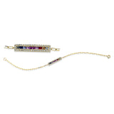 Armband 18 kt GG, 44 Brill. 0,19 ct, TW-si, 10 Saphire 0,59 ct fancy