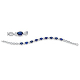 Armband 18 kt WG, 27 Brill. 0,93 ct, TW-si, 72 Brill. 0,28 ct, TW-si, 9 Saphire 7,94 ct blau