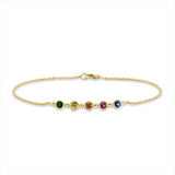 Armband 18 kt GG, 1 Rub 0,13 ct, 1 Sap 0,13 ct orange, 1 Sap 0,13 ct, 1 Tsav 0,09 ct, 1 Sap 0,11 ct gelb
