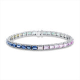Armband 18 kt WG, 360 Brill. 1,37 ct, TW-si, 36 Saphire 11,76 ct fancy
