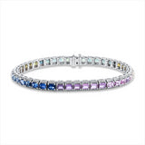 Armband 18 kt WG, 360 Brill. 1,38 ct, TW-si, 36 Saphire 10,57 ct fancy