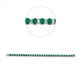Armband 18 kt WG, 29 Bag. 2,21 ct, TW-si, 29 Smaragde 8,85 ct grün