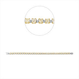 Armband 18 kt GG+WG, 8 Brill. 0,11 ct, W-pi, 31 Brill. 1,43 ct, W-pi, 30 Cushion 8,38 ct, gelb