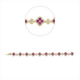 Armband 18 kt GG, 50 Brill. 0,41 ct, 50 Brill. 1,85 ct, 200 Brill. 1,07 ct, TW-si, 40 Rubine 5,59 ct rot