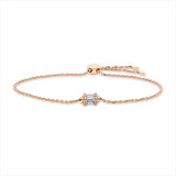 Armband 18 kt RG, Fassung rhodiniert, 12 Bag. 0,29 ct, F-vsi/si, 24 Brill. 0,13 ct, F-vsi/si