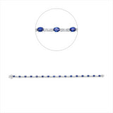 Armband 18 kt WG, 16 Bag. 0,56 ct, TW-si, 32 Brill. 0,83 ct, TW-si, 16 Saphire 4,98 ct blau