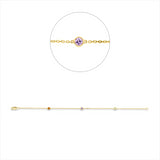 Armband 18 kt GG, 1 Saphir 0,12 ct pink, 1 Citrin 0,10 ct mandarin, 1 Peridot 0,12 ct grün
