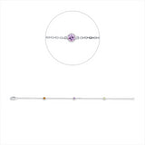 Armband 18 kt WG, 1 Saphir 0,12 ct pink, 1 Citrin 0,09 ct mandarin, 1 Peridot 0,14 ct grün
