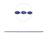 Armband 14 kt GG, 27 Brill. 0,49 ct, TW-si, 27 Tansanit 6,38 ct blau