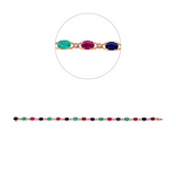 Armband 18 kt RG, 17 Brill.0,12ct, TW-si, 6 Rubine 3,37ct rot, 5 Sma 2,06ct grün, 6 Sapp 3,36 ct blau