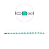 Armband 18 kt WG, 15 Bag. 2,89 ct, F-vvs/vs, 15 Smaragde 5,19 ct