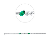 Armband 18 kt WG, 4 Tropfen 0,86 ct, D/G-vvs/vs, 35 Bag. 2,77 ct, TW-vsi, 2 Smaragde 1,31 ct grün