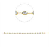 Armband 18 kt GG, 4 Oval 0,97 ct, 4 Nav. 1,03 ct,4 Sm.schliff 1,30 ct, 4 Tropfen 0,98 ct, TW-si