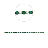 Armband 18 kt GG, 22 Brill. 2,10 ct, TW-pi, 22 Smaragde 6,83 ct grün