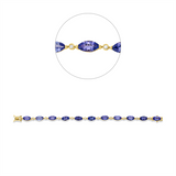 Armband 14 kt GG, 11 Brill. 0,18 ct, TW-si, 11 Tansanit 11,38 ct blau