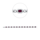 Armband 18 kt WG, 240 Brill. 2,24 ct, F-vsi, 12 Rubine 3,76 ct rot