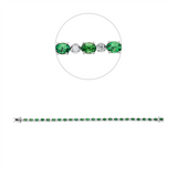 Armband 18 kt WG, 25 Brill. 0,51 ct, F-si, 25 Tsavorith 4,54 ct grün