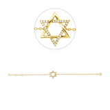 Armband 14 kt GG, mit ZÖ 15 cm + 16.25 cm, 27 Brill. 0,12 ct, W-si/pi