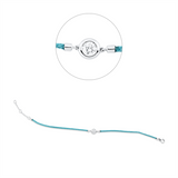 Armband 18 kt WG, Türkis cord, ZÖ 15+16,5 cm, 1 Brill. 0,23 ct, TW-si