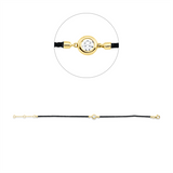 Armband 18 kt GG, Black cord, ZÖ 15+16,5 cm, 1 Brill. 0,24 ct, TW-si