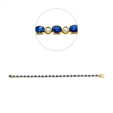 Armband 18 kt GG, 25 Brill. 0,51 ct, F-vsi/si, 25 Saphire 7,45 ct blau