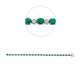 Armband 18 kt WG, 23 Brill. 0,45 ct, F-vsi/si, 23 Smaragde 5,15 ct grün