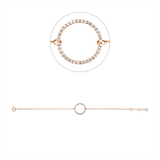 Armband 18 kt RG, mit ZÖ 15,5 cm + 16,5 cm, 36 Brill. 0,19 ct, W-si