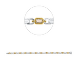 Armband 18 kt WG+GG, 12 Bag. 1,17 ct, TW-si, 12 Radiant 2,88 ct, gelb