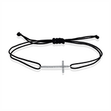 Armband 18 kt WG, schwarzes Band, 23 Brill. 0,11 ct, F-si