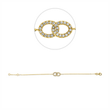 Armband 18 kt GG, mit ZÖ 15.5 cm, 30 Brill. 0,17 ct, TW-si
