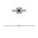Armband 18 kt GG+WG, 28 Trap. 0,14 ct, TW-si, 26 Brill. 0,10 ct, TW-si, 1 Saphir 0,15 ct blau
