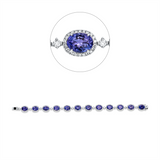 Armband 18 kt WG, 12 Brill. 0,47 ct, TW-si, 267 Brill. 1,23 ct, TW-si, 12 Tansanit 15,30 ct blau