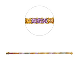 Armband 18 kt GG, 2 Brill. 0,03 ct, W-pi, 54 Saphire 9,58 ct multicolor