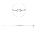Armband 18 kt WG, 2 Nav. 0,08 ct, 1 Oval 0,08 ct, 3 Tropf 0,21 ct, 20 Br 0,19 ct, TW-si