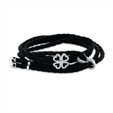 Armband 18 kt WG, schwarzes cord, 68 Brill. 0,52 ct, F-si/pi