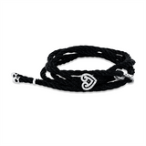 Armband 18 kt WG, schwarzes cord, 62 Brill. 0,41 ct, F-si/pi